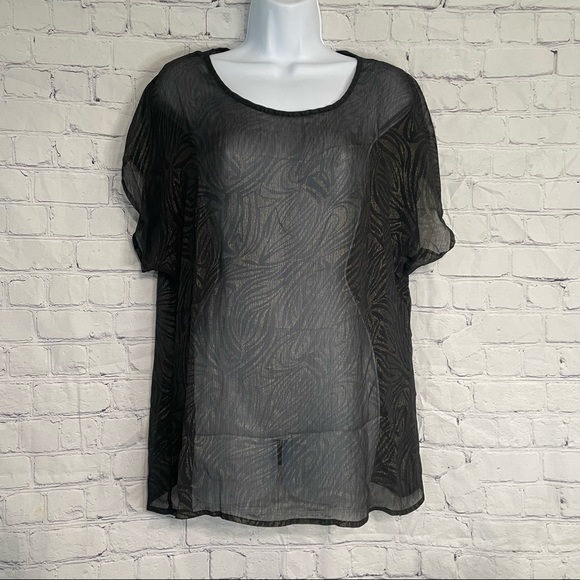 Black & Gold Animal Striped Blouse Large - Picture 7 of 7